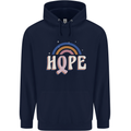 Breast Cancer Awareness Hope Mens 80% Cotton Hoodie Navy Blue