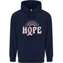 Breast Cancer Awareness Hope Mens 80% Cotton Hoodie Navy Blue