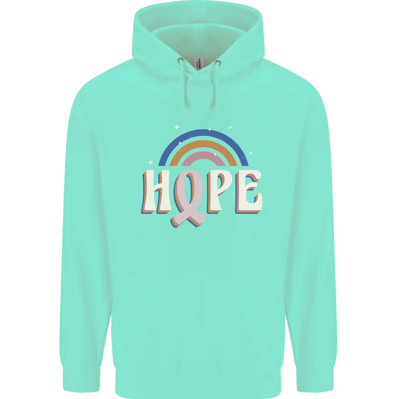 Breast Cancer Awareness Hope Mens 80% Cotton Hoodie Peppermint