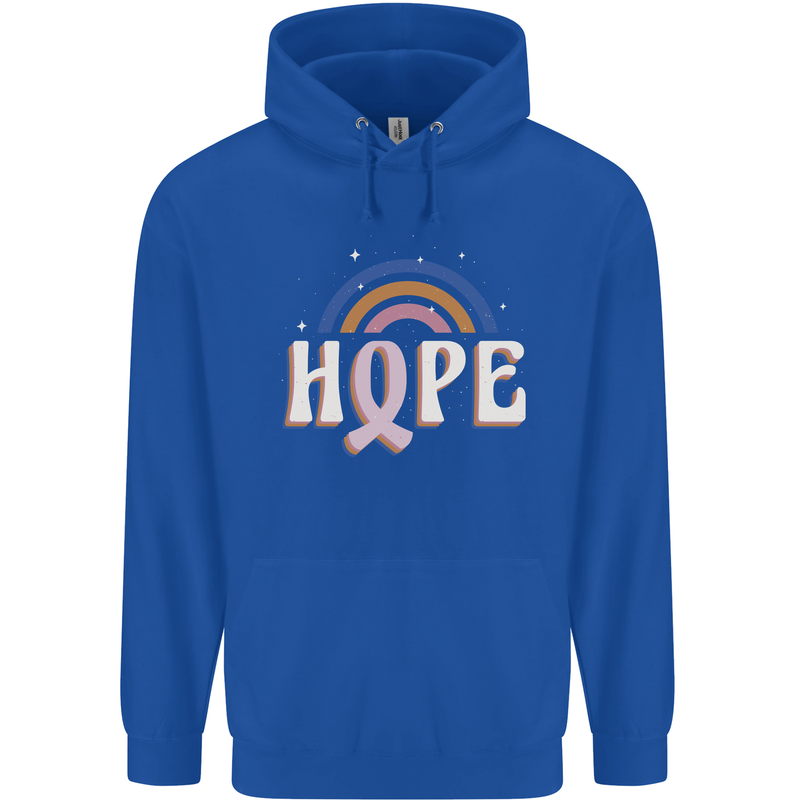 Breast Cancer Awareness Hope Mens 80% Cotton Hoodie Royal Blue