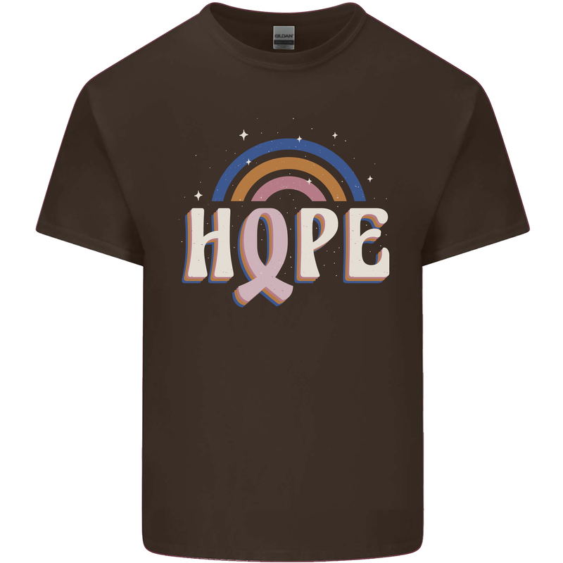 Breast Cancer Awareness Hope Mens Cotton T-Shirt Tee Top Dark Chocolate