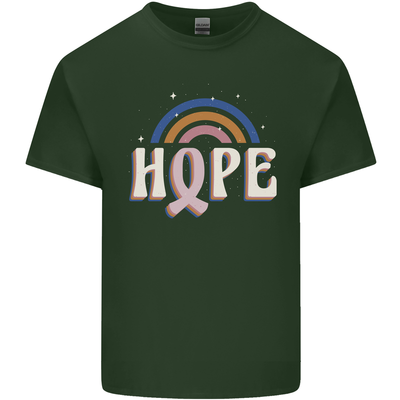 Breast Cancer Awareness Hope Mens Cotton T-Shirt Tee Top Forest Green