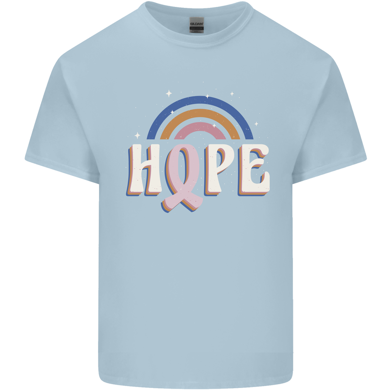 Breast Cancer Awareness Hope Mens Cotton T-Shirt Tee Top Light Blue