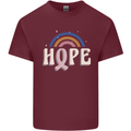Breast Cancer Awareness Hope Mens Cotton T-Shirt Tee Top Maroon