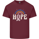 Breast Cancer Awareness Hope Mens Cotton T-Shirt Tee Top Maroon