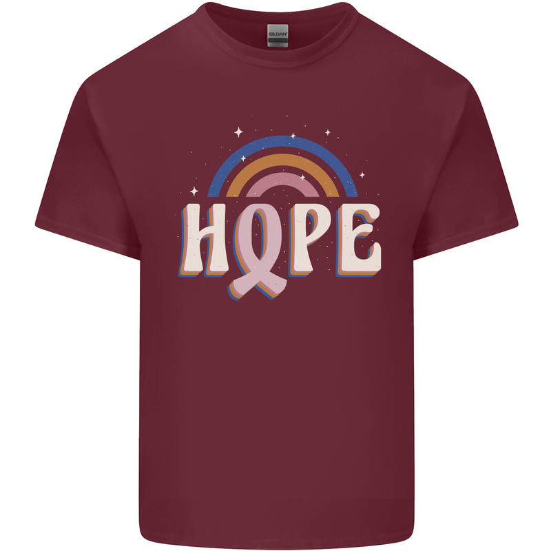 Breast Cancer Awareness Hope Mens Cotton T-Shirt Tee Top Maroon