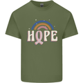 Breast Cancer Awareness Hope Mens Cotton T-Shirt Tee Top Military Green
