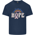 Breast Cancer Awareness Hope Mens Cotton T-Shirt Tee Top Navy Blue