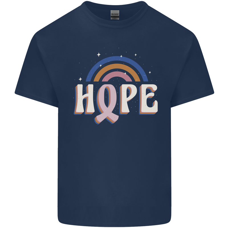 Breast Cancer Awareness Hope Mens Cotton T-Shirt Tee Top Navy Blue