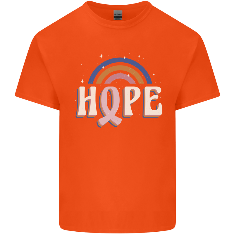 Breast Cancer Awareness Hope Mens Cotton T-Shirt Tee Top Orange