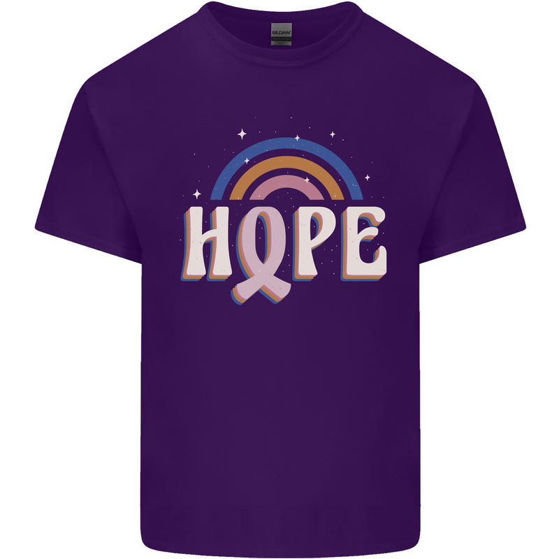 Breast Cancer Awareness Hope Mens Cotton T-Shirt Tee Top Purple