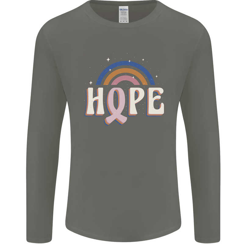 Breast Cancer Awareness Hope Mens Long Sleeve T-Shirt Charcoal