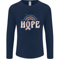 Breast Cancer Awareness Hope Mens Long Sleeve T-Shirt Navy Blue