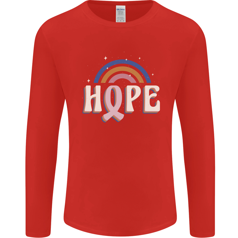 Breast Cancer Awareness Hope Mens Long Sleeve T-Shirt Red