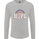 Breast Cancer Awareness Hope Mens Long Sleeve T-Shirt Sports Grey