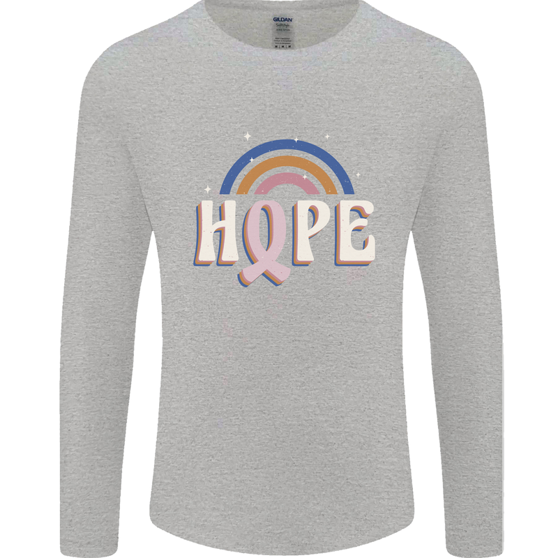 Breast Cancer Awareness Hope Mens Long Sleeve T-Shirt Sports Grey