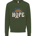 Breast Cancer Awareness Hope Mens Sweatshirt Jumper Forest Green