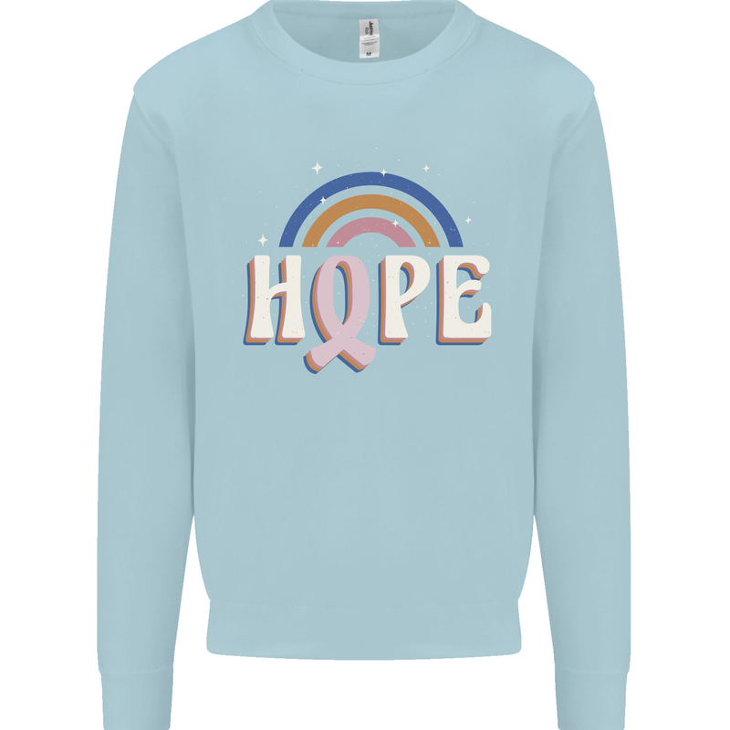 Breast Cancer Awareness Hope Mens Sweatshirt Jumper Light Blue