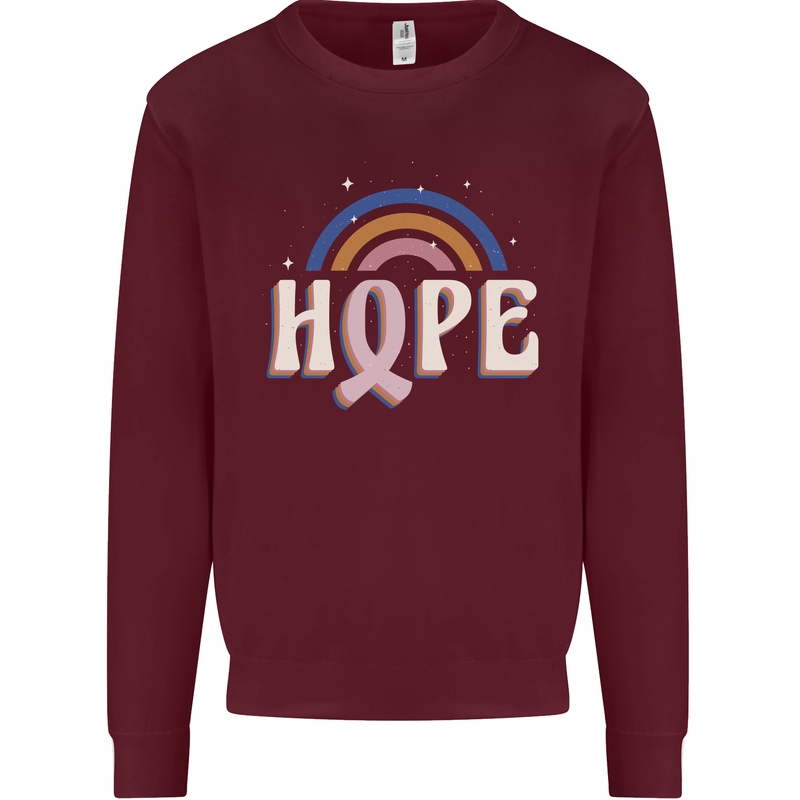 Breast Cancer Awareness Hope Mens Sweatshirt Jumper Maroon