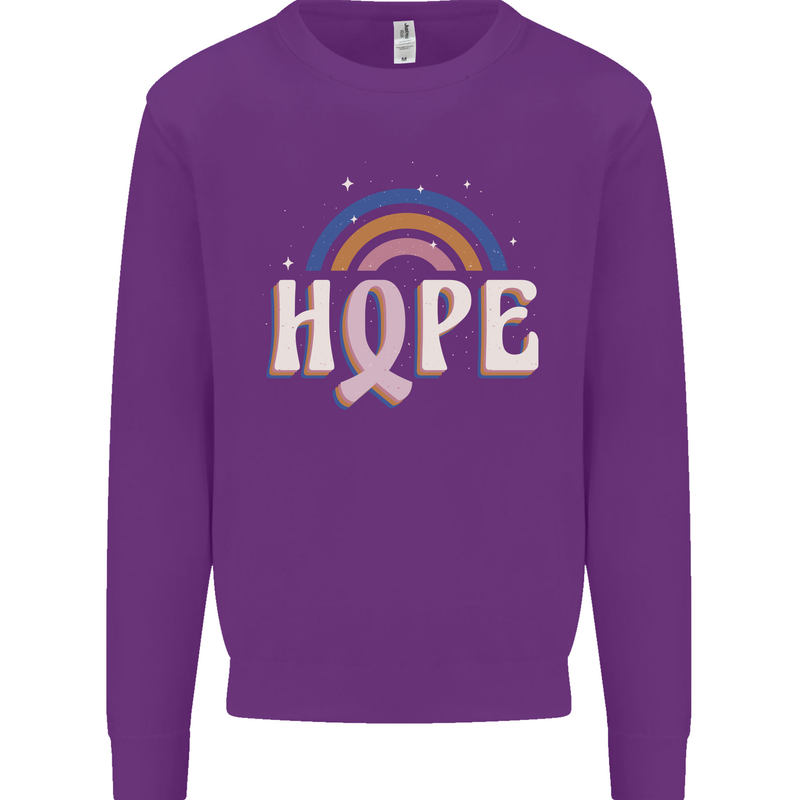 Breast Cancer Awareness Hope Mens Sweatshirt Jumper Purple