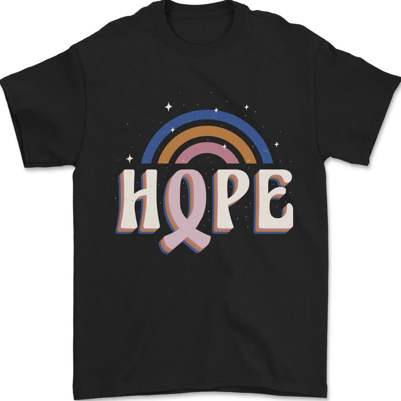 Breast Cancer Awareness Hope Mens T-Shirt 100% Cotton Black