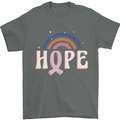 Breast Cancer Awareness Hope Mens T-Shirt 100% Cotton Charcoal