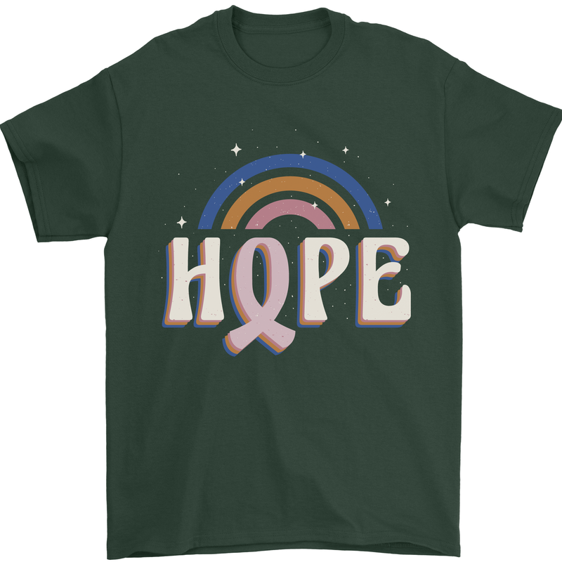 Breast Cancer Awareness Hope Mens T-Shirt 100% Cotton Forest Green