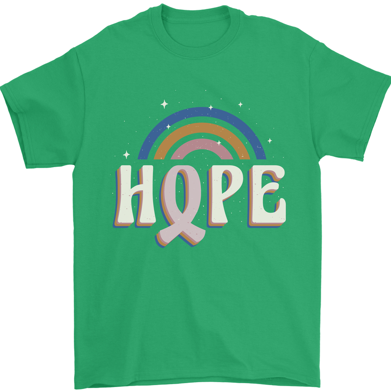 Breast Cancer Awareness Hope Mens T-Shirt 100% Cotton Irish Green