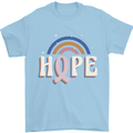 Breast Cancer Awareness Hope Mens T-Shirt 100% Cotton Light Blue