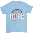 Breast Cancer Awareness Hope Mens T-Shirt 100% Cotton Light Blue