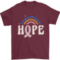 Breast Cancer Awareness Hope Mens T-Shirt 100% Cotton Maroon