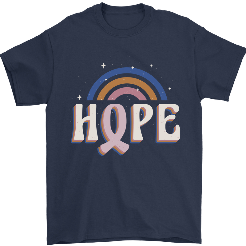 Breast Cancer Awareness Hope Mens T-Shirt 100% Cotton Navy Blue