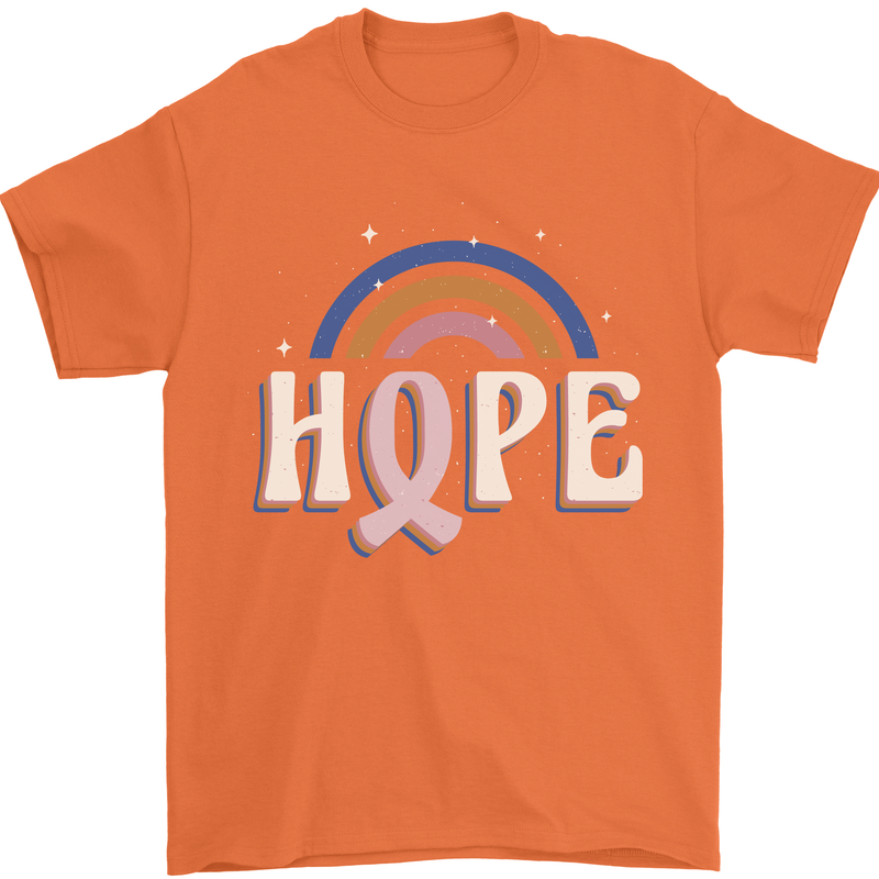 Breast Cancer Awareness Hope Mens T-Shirt 100% Cotton Orange