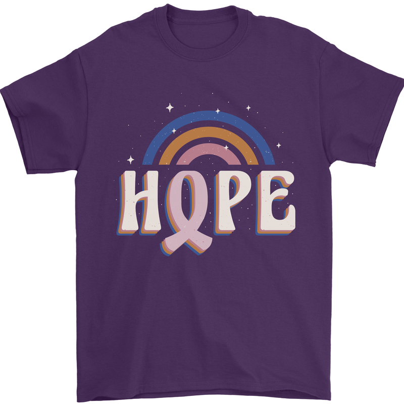 Breast Cancer Awareness Hope Mens T-Shirt 100% Cotton Purple