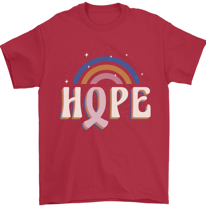 Breast Cancer Awareness Hope Mens T-Shirt 100% Cotton Red
