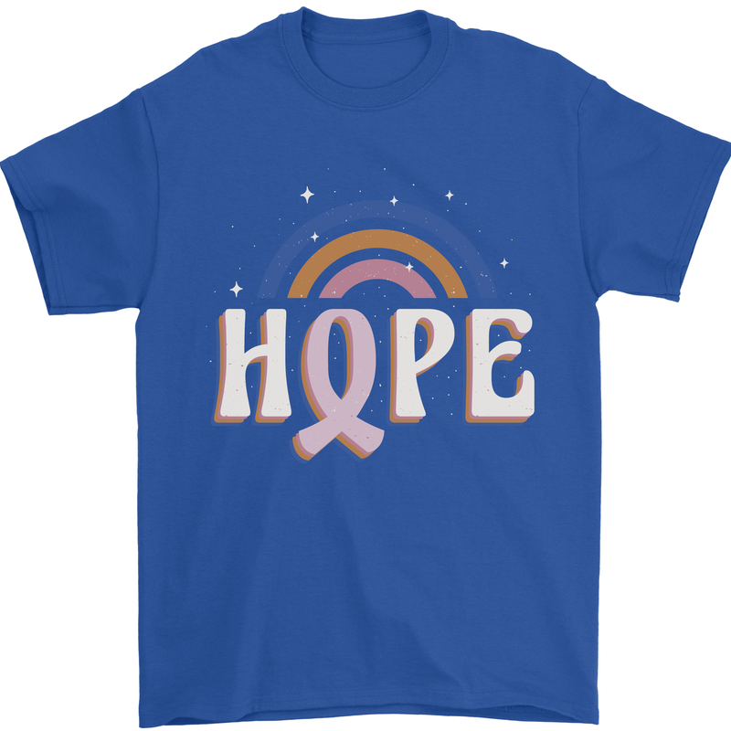 Breast Cancer Awareness Hope Mens T-Shirt 100% Cotton Royal Blue