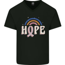 Breast Cancer Awareness Hope Mens V-Neck Cotton T-Shirt Black