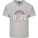 Breast Cancer Awareness Hope Mens V-Neck Cotton T-Shirt Sports Grey
