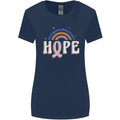 Breast Cancer Awareness Hope Womens Wider Cut T-Shirt Navy Blue