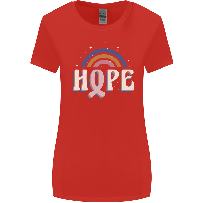 Breast Cancer Awareness Hope Womens Wider Cut T-Shirt Red