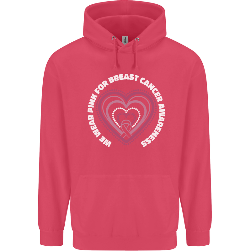 Breast Cancer Awareness I Wear Pink Childrens Kids Hoodie Heliconia