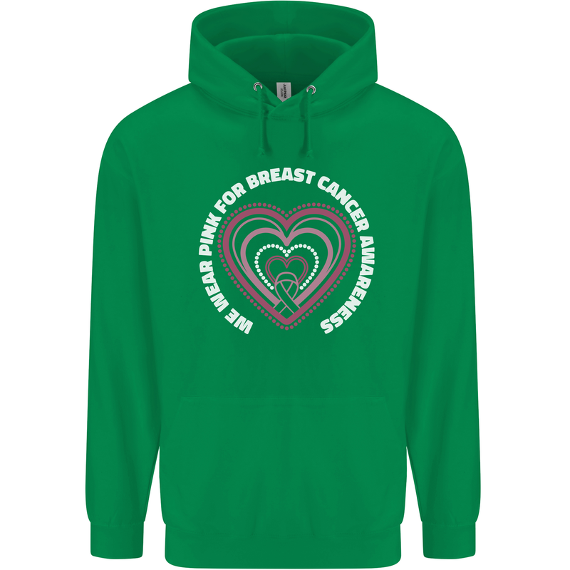 Breast Cancer Awareness I Wear Pink Childrens Kids Hoodie Irish Green
