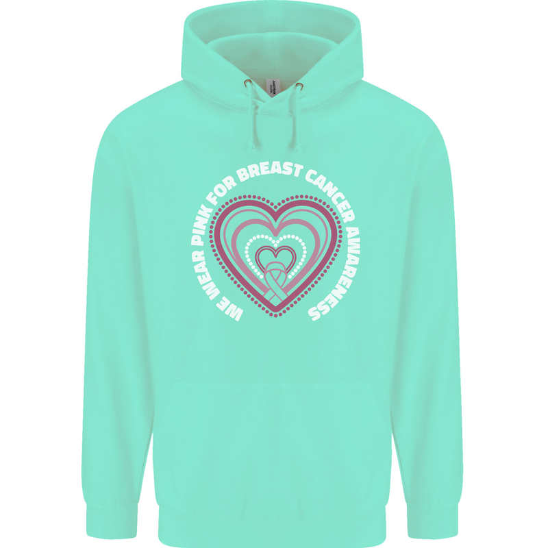 Breast Cancer Awareness I Wear Pink Childrens Kids Hoodie Peppermint