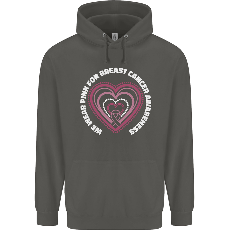 Breast Cancer Awareness I Wear Pink Childrens Kids Hoodie Storm Grey