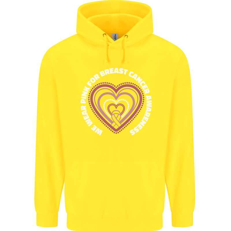 Breast Cancer Awareness I Wear Pink Childrens Kids Hoodie Yellow
