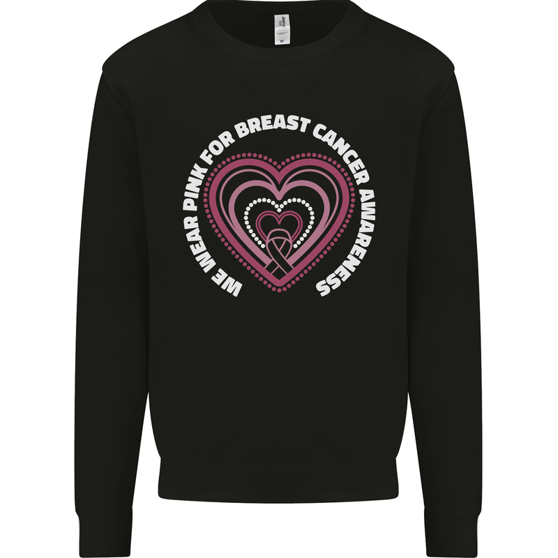 Breast Cancer Awareness I Wear Pink Kids Sweatshirt Jumper Black