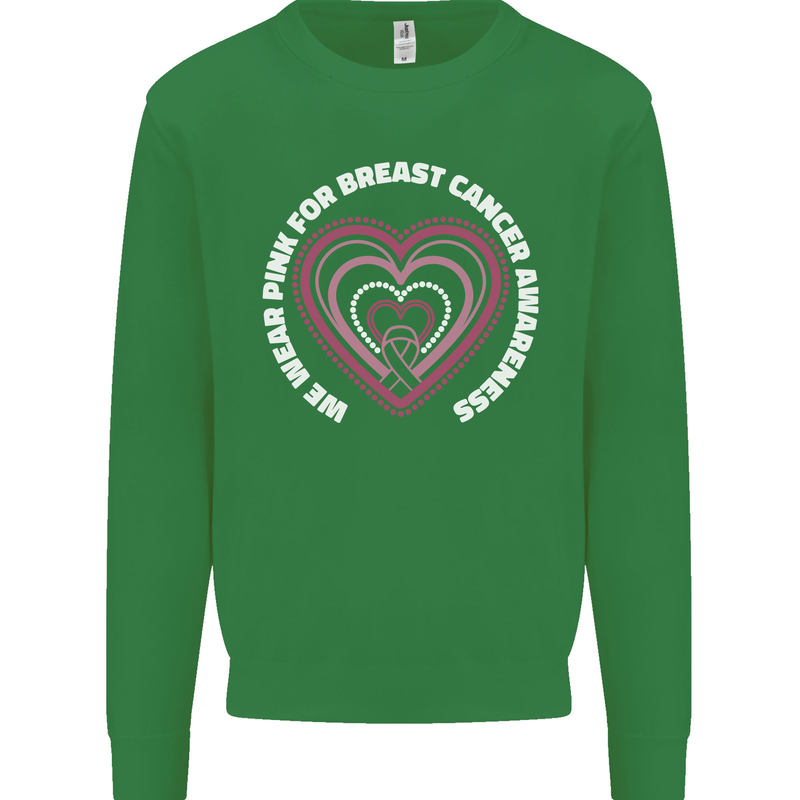 Breast Cancer Awareness I Wear Pink Kids Sweatshirt Jumper Irish Green