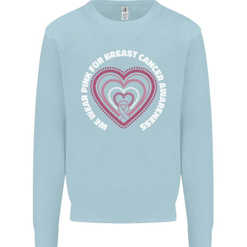 Breast Cancer Awareness I Wear Pink Kids Sweatshirt Jumper Light Blue
