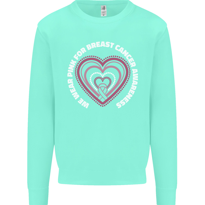 Breast Cancer Awareness I Wear Pink Kids Sweatshirt Jumper Peppermint