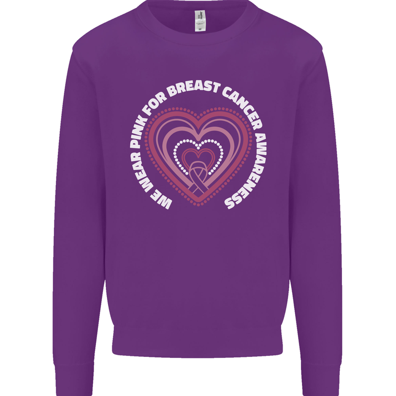 Breast Cancer Awareness I Wear Pink Kids Sweatshirt Jumper Purple